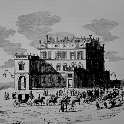 Anzio, Villa Albani, incisione, 1862, Biblioteca Clementina