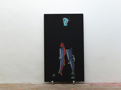 bn+BRINANOVARA, Unpredictable Ecosystem 18, 2020, oil paint, acrylics, sanded enamels, mdf board, wood, transparent varnish, 190x110x6 cm, courtesy the artists
