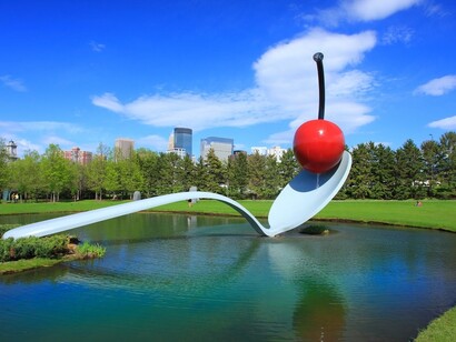 Claes Oldenburg and Coosje Van Bruggen, Spoonbridge and Cherry (1985-1988) at The Walker Art Center, Minneapolis