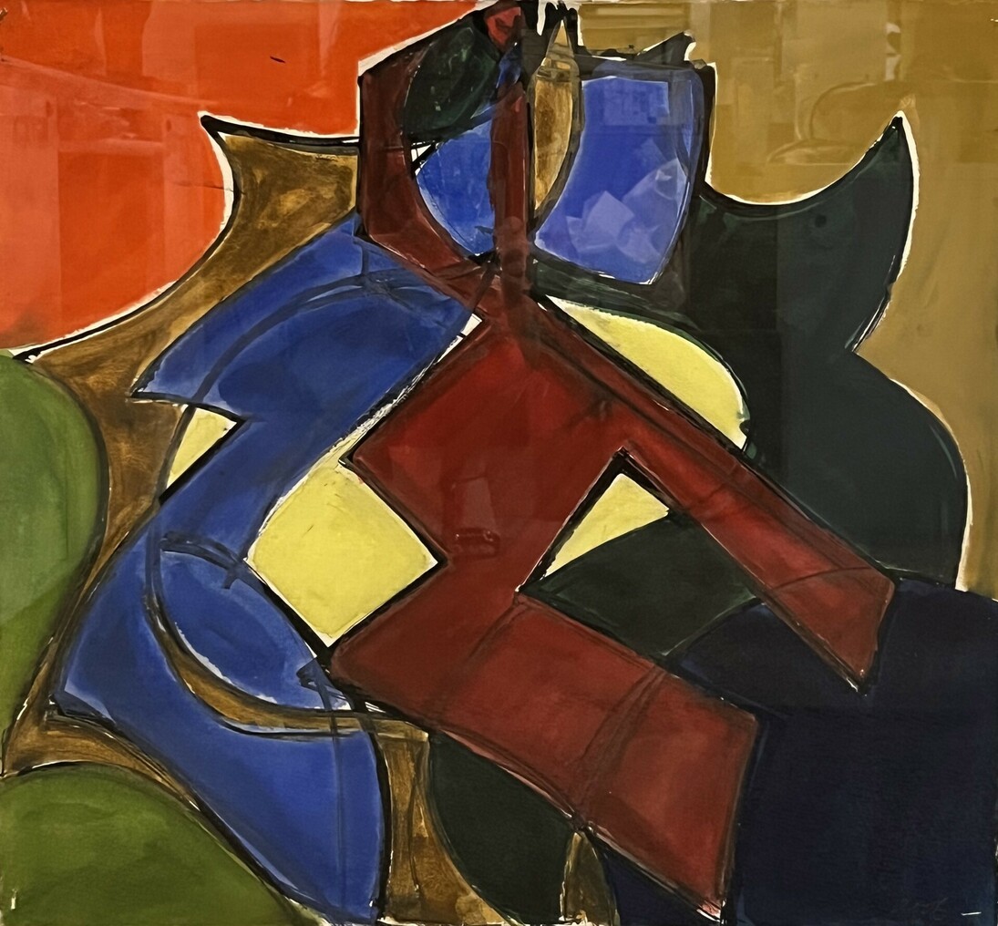 David Hayes, Study for Raptor, original gouache on paper, 22.25x24.25 in