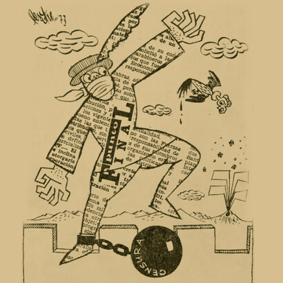"Requisado", ilustración de Penike para la revista Punto final (1973), año VII, N° 188, p. 25