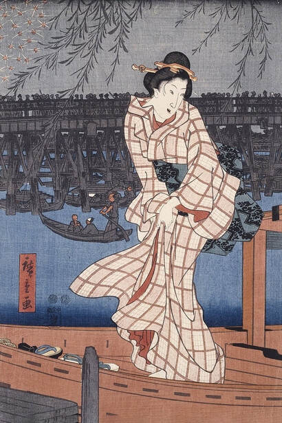 Utagawa Hiroshige, Tarde en el río Sumida (1847-1848). Museo Van Gogh, Ámsterdam, Países Bajos