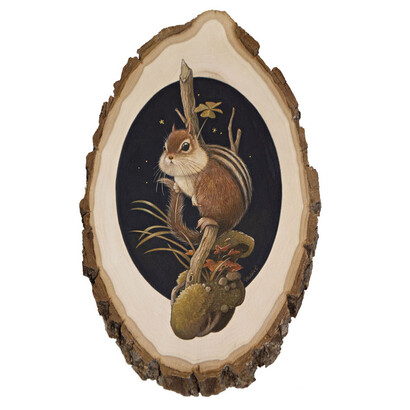 Phoenix Chan, "Fortune #14", gouache and color pencils on wood, 11.5 x 7.5 inches
