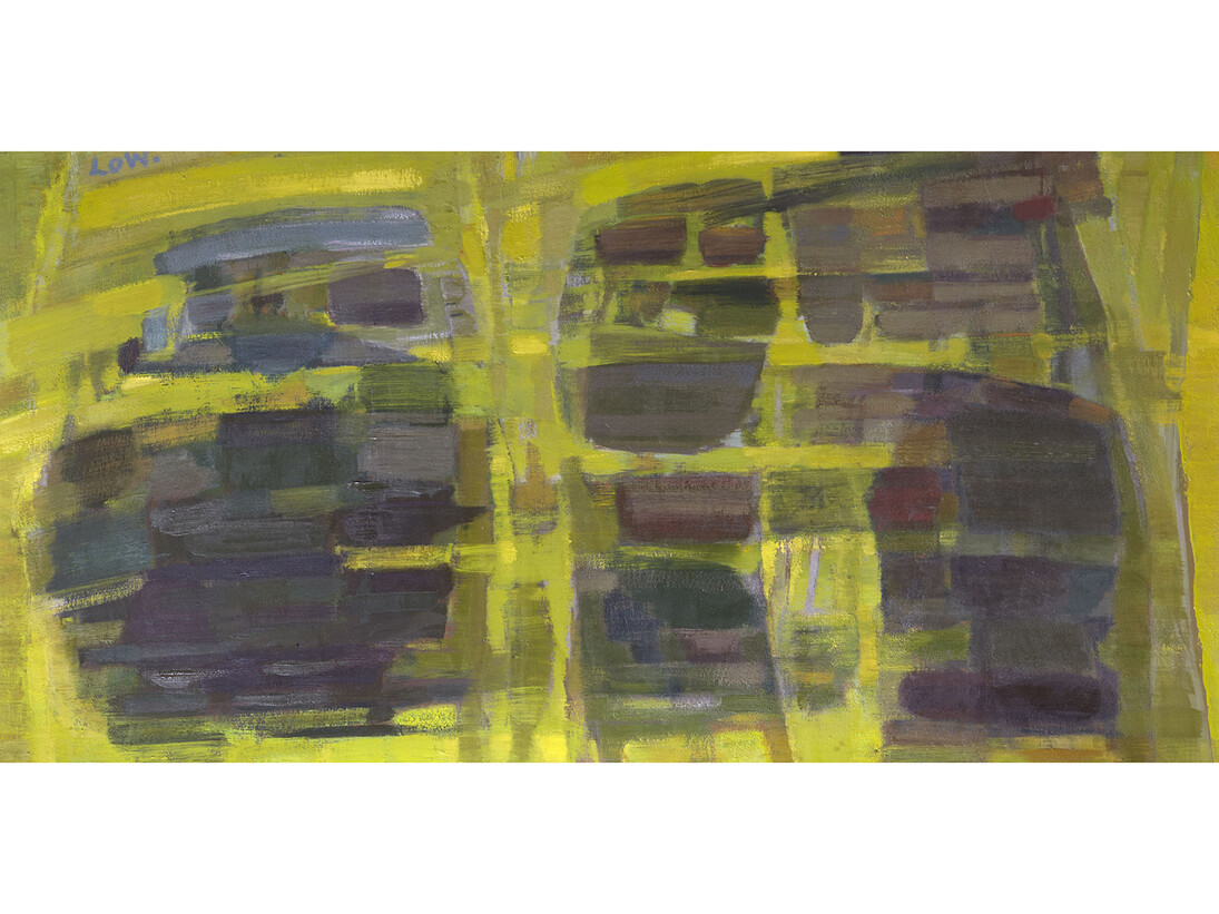 Bet Low (1924-2007), Merge and Emerge, 1961, Oil on canvas, 60 x 121 cm, City Art Centre, Edinburgh Museums and Galleries:
Presented by the Scottish Arts Council 1997 
