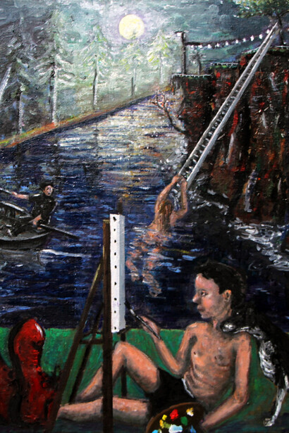 Éric Corne, Les prémices de la nuit, 2014, Huile sur toile, 38 x 46 cm, Courtesy Galerie Patricia Dorfmann, Paris