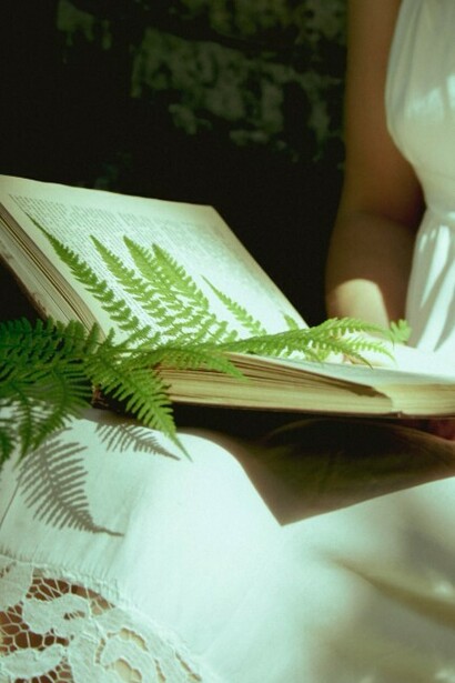 Someone enjoys reading a book outdoors, immersed in nature