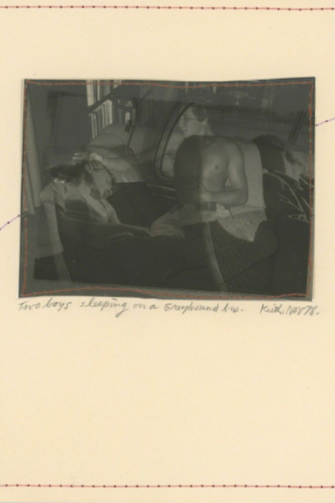 Keith A. Smith, Two Boys Sleeping on a Greyhound Bus, Nov 78, 1978. Courtesy of Bruce Silverstein Gallery
