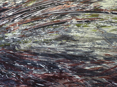 Yoon Lee, "Retribution (Bud)," 2014, Acrylic on PVC panels, 72 x 144 inches. Courtesy the artist and Pierogi Gallery