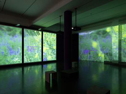 Basel Abbas y Ruanne Abou-Rahme, Prisioneros del amor. Hasta el sol de la libertad, vista de exhibición. Cortesía del Museu d’Art Contemporani de Barcelona