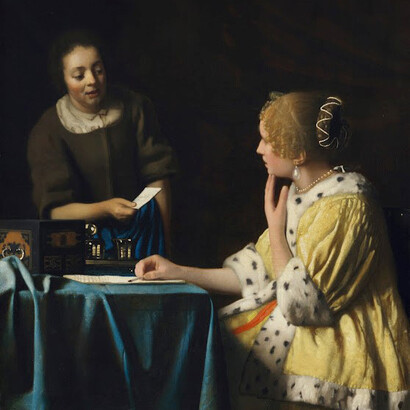 Johannes Vermeer; Amante y criada, 1665-67. Colección Frick, Nueva York. Foto: AKEZ (detalle)