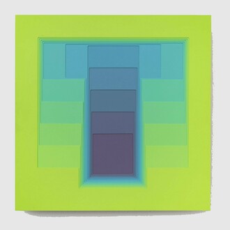 Karl Gerstner,  Karl Gerstner, Color Sound 43, 1972, Nitrocellulose lacquer on phenolic resin panel, 23 x 23 inches. Courtesy of the artist and Meredith Rosen Gallery