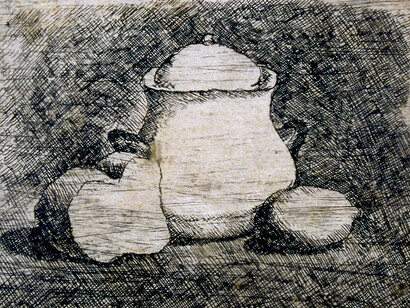 Giorgio Morandi, Natura morta con zuccheriera, limone, pane, 1921. Cortesía de la Galería Nacional de Arte Moderno y Contemporáneo