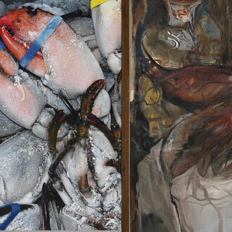 Whitehouse & Rabadzhiyski, Still life with frozen lobster – quadriptych (detail), 2024. Courtesy of Dürst Britt & Mayhew