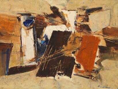 Irwin Crosthwait, Embrace, 1968, Oil on Canvas, signed, 130 x 97 cm © Gray MCA