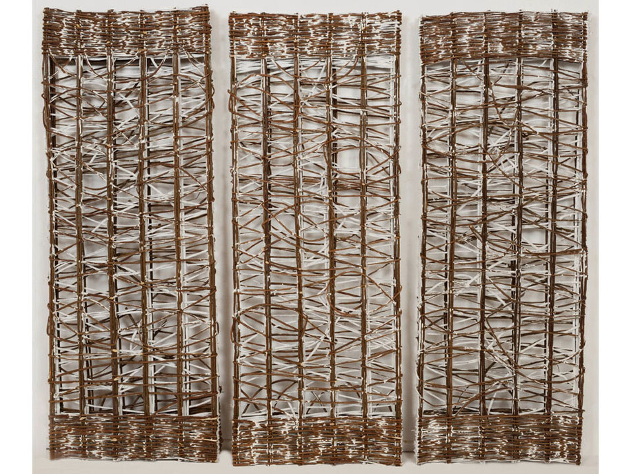 Daniel Dezeuze, Triptyque Taillis-Tao, 2013-2014, painting on wood, 162 x 60 cm chacun (in.), Courtesy Galerie Daniel Templon