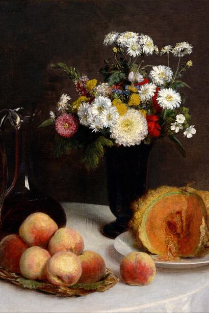 Nature morte avec carafe, fleurs et fruits, 1865 - Huile sur toile, 59,1 x 51,5 cm. National Museum of Western Art, Tokyo