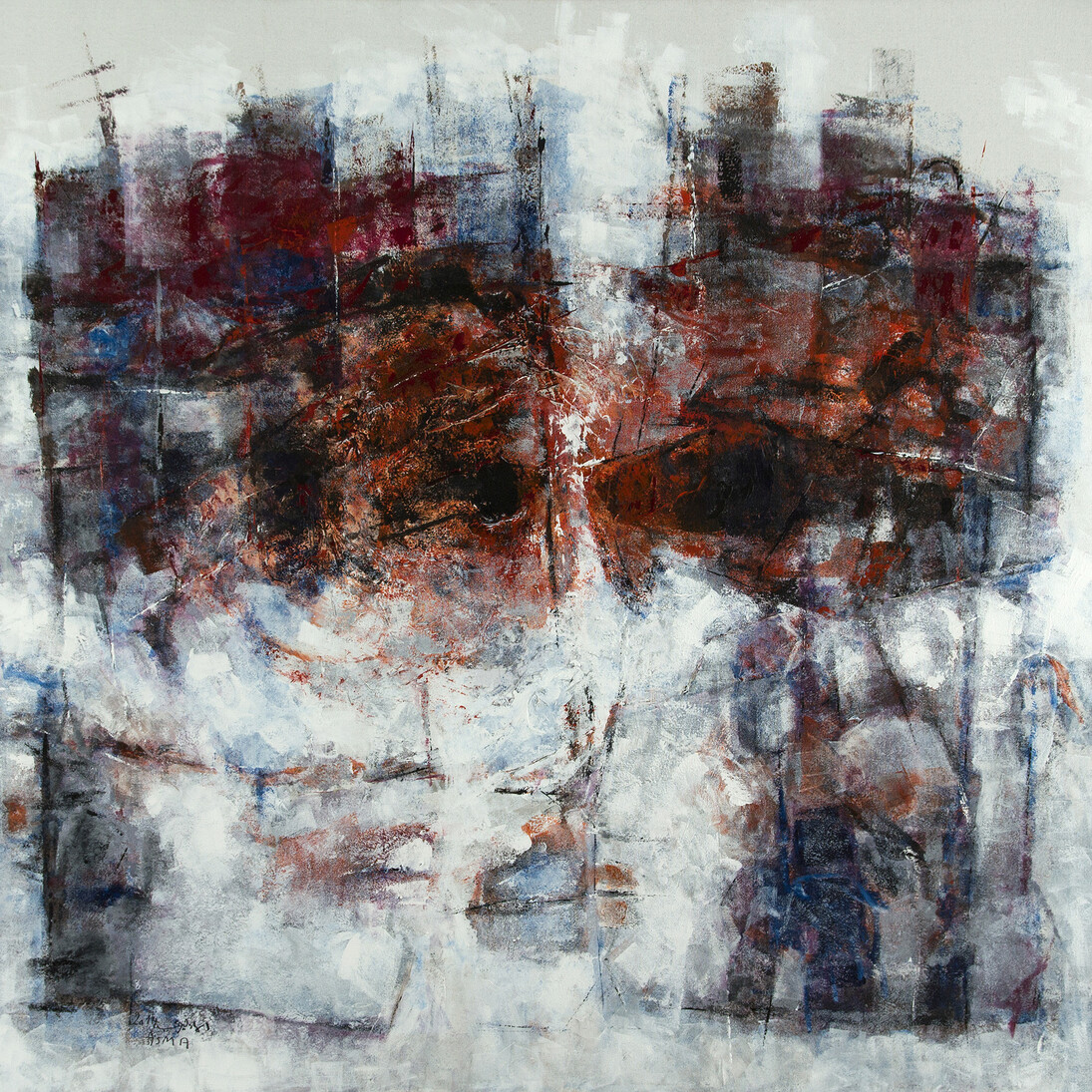 Asma Fayoumi, The Witness, 2014, 150 x 150 cm, acrylic on canvas