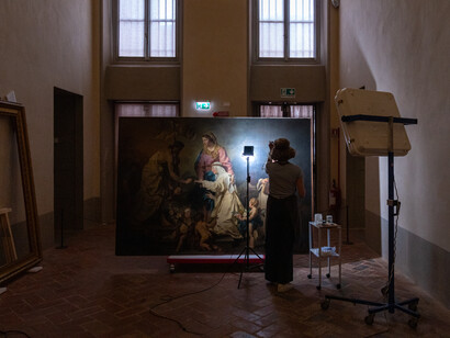 Restauro a vista del "Matrimonio mistico di Santa Caterina de' Ricci" di Pierre Subleyras. Per gentile concessione Gallerie degli Uffizi