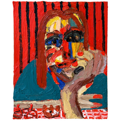 Emilio Villalba, Michelle at the Cafe, 2023, oil on canvas, 20x16 inches (50.80x40.64 cm). Courtesy of the artist and Dolby Chadwick Gallery