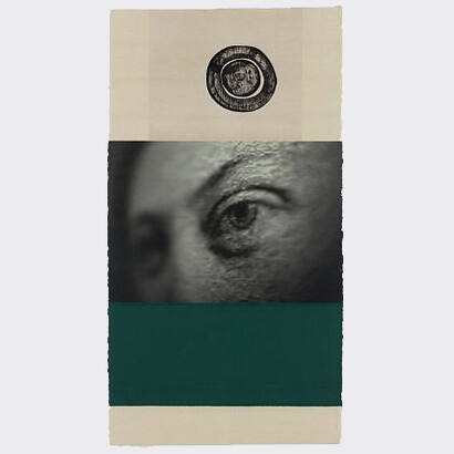 Ann Hamilton, visite ii 9/25, lithographic chine colle on screen print with collaged fabric, Courtesy of Ann Hamilton, Gemini G.E.L. and Robischon Gallery