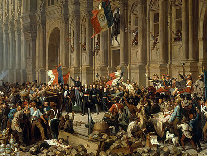 Lamartine in front of the Town Hall of Paris rejects the red flag on 25 February 1848, by Henri Félix Emmanuel Philippoteaux