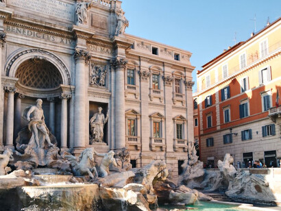 The Trevi Fountain (Italian: Fontana di Trevi) is an 18th-century fountain in the Trevi district in Rome, Italy, designed by Italian architect Nicola Salvi and completed by Giuseppe Pannini in 1762, Rome, Italy
