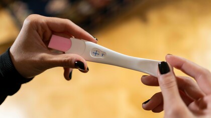 Pregnancy test shows positive sign