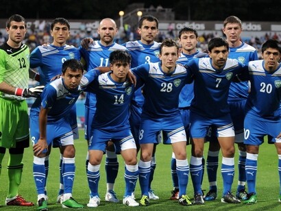 Uzbekistan’s national football team during a match against Ukraine in 2011