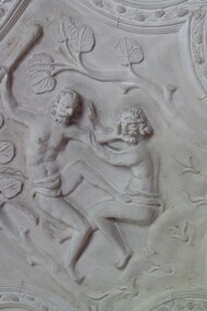 Bajorrelieve que muestra el primer crimen por envidia según la Biblia: Caín a garrotazos con Abel
