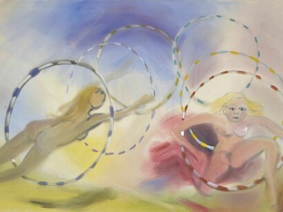 Sophie von Hellermann, Jumping Through Hoops, 2013, Pigment and acrylic emulsion on canvas, 79 1/4 x 118 3/8 inches (201 x 300.5 cm). Courtesy the artist and Greene Naftali, New York