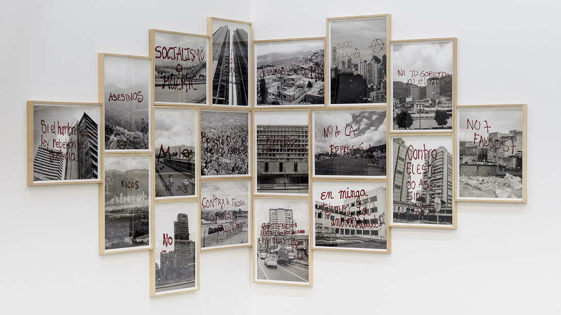 Tercerunquinto. Gráfica reportes de condición, 2010. Series of 18 silkscreens on photo print on cotton paper. Courtesy of the artist and Proyectosmonclova. Photo: Moritz Bernoully