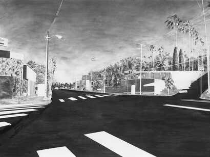 Maxime Duveau, Sunset BvdMaltman Ave, 280cmx190cm, Fusain sur papier
