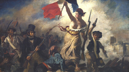 Oil painting of French revolution by Eugène Delacroix