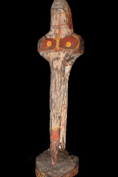 Pali Pukumani delle isole Tiwi particolari durante le fasi di restauro