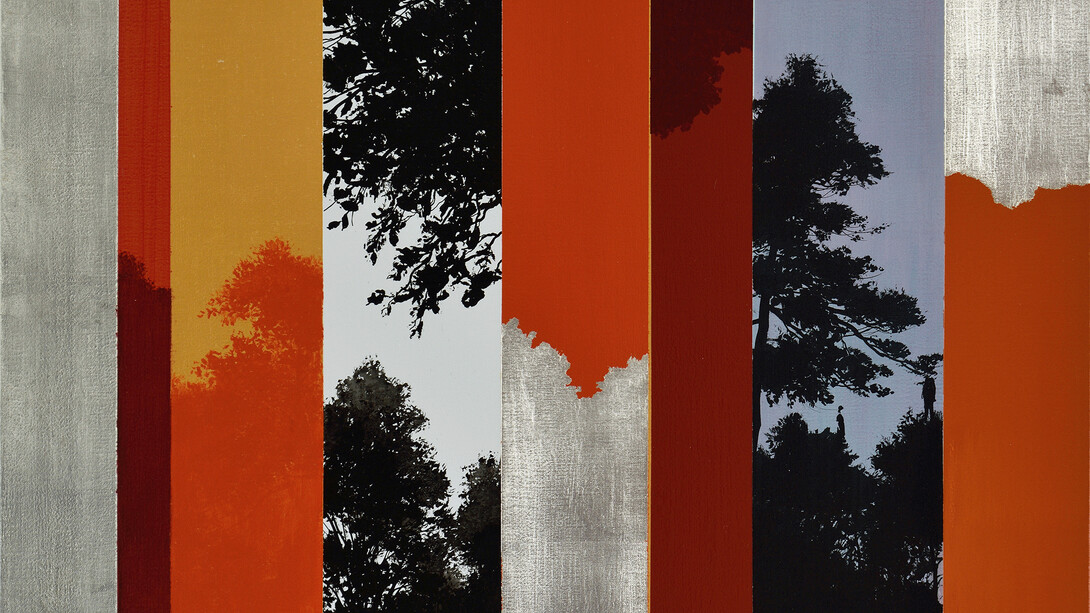 Rikuji Makabe, eternal moment - OGS, 2015, acrylic silver leaf and tin leaf on canvas 53 x 72.7 cm