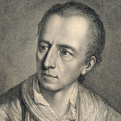 Anonimo, “Ritratto di J. J. Winckelmann” ripreso dal dipinto di Angelica Kaufmann, inizio 1800, litografia, 23,7 x 18,5 cm - Raccolta Piancastelli, Biblioteca Comunale “A. Saffi”, Forlì