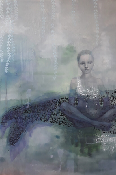 Ludmila Kazinkina, Senza titolo #1, 2019, olio su tela, cm. 120x90