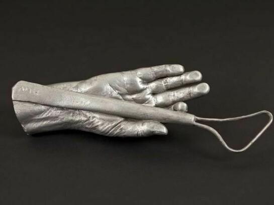 Anna Hyatt Huntington. Hand of Anna Hyatt Huntington, cast 1935. Aluminum; 12 7/8 x 4 9/16 x 2 1/2 in. (32.7 x 11.6 x 6.4 cm).  Collection The Hispanic Society of America, New York, NY (D1013). Photo by Mark Ostrander, courtesy The Wallach Art Gallery