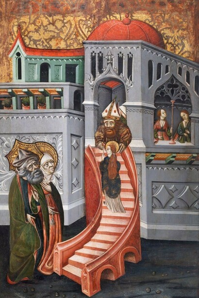 Taller de Blasco de Grañén, Presentación de la Virgen en el templo, c. 1437-1445. Cortesía de Museo de Bellas Artes de Bilbao