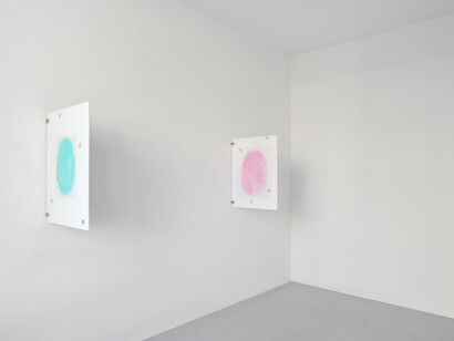Brad Troemel, Sender/Receiver/Shipper/Consumer/Acquaintance #4 (6 Series 1 Lealana LTCs and 4 Casascius mBTCs), 2014, Sintra-mounted Digital C-print with front, mounted plexi, 58.4 x 76.2 cm (23 x 30 in)