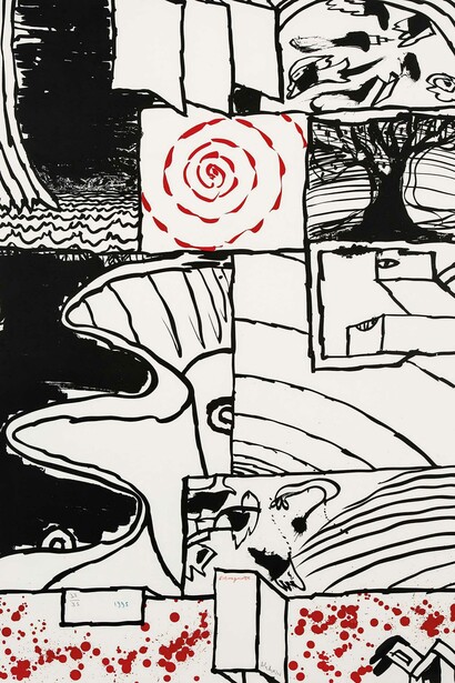 Pierre Alechinsky, Échauguette, 1995. Avec l'aimable autorisation de Galerie Lelong & Co