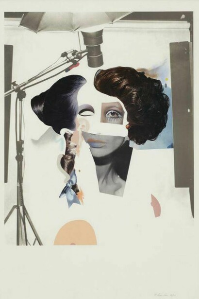 Richard Hamilton, Fashion-plate, 1969-70, Photo-offset lithograph on Fabriano paper, collage, screenprint from 2 stencils, pochoir, and retouched with cosmetics, © The Estate of Richard Hamilton, Courtesy Alan Cristea Gallery