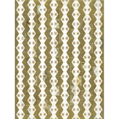 Robert Larson, Gold Traverse, 2014, Discarded Marlboro cigarette packaging on linen, 19 x 14 inches, 48.3 x 35.6 cm