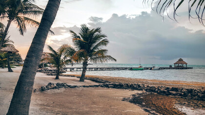 Spiaggia con Palme in Belize, America Centrale 