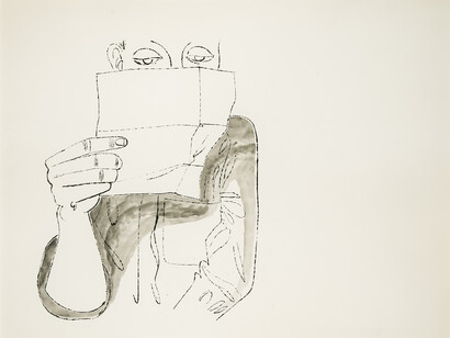 Andy Warhol, Letter of Love, 1957, Hand-colored blotted ink drawing with ink wash on Strathmore paper
23 x 29 in. © 2014 The Andy Warhol Foundation for the Visual Arts, Inc. / Artists Rights Society (ARS), New York