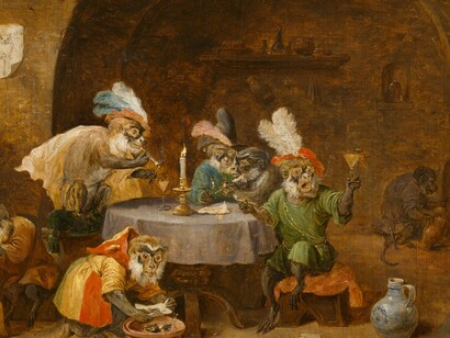 «Monos fumando y bebiendo» (1660), David Teniers