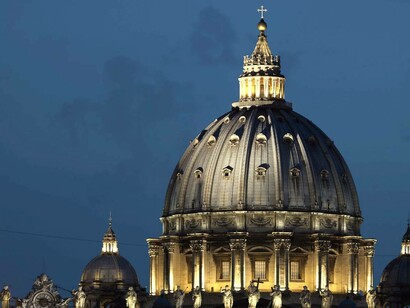 Another view of the dome of Saint Peter's Basilica in Rome January 2023