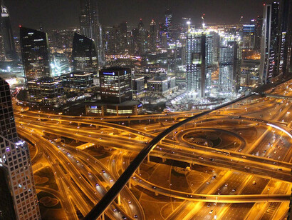 An enchanting nocturnal vista of Dubai, United Arab Emirates
