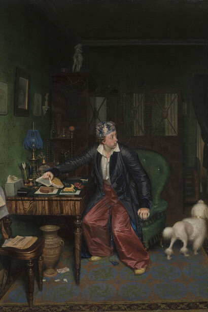P.A. Fedotov, Breakfast of an aristocrat (detail), 1849–1850. Courtesy of the New Tretyakov Gallery