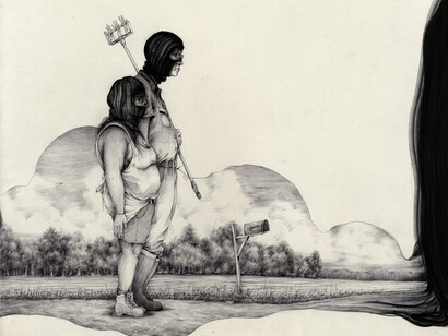 Pat Perry, At Our Doorstep, 2013 inchiostro su carta. Courtesy of Dorothy Circus Gallery